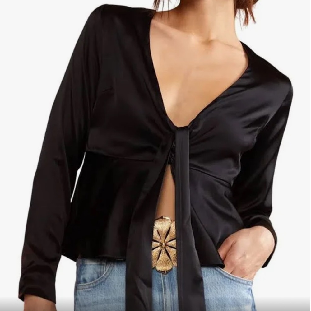 Cynthia Rowley Tie Front Silk blouse